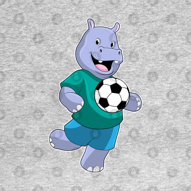 Hippo as Soccer player with Soccer by Markus Schnabel